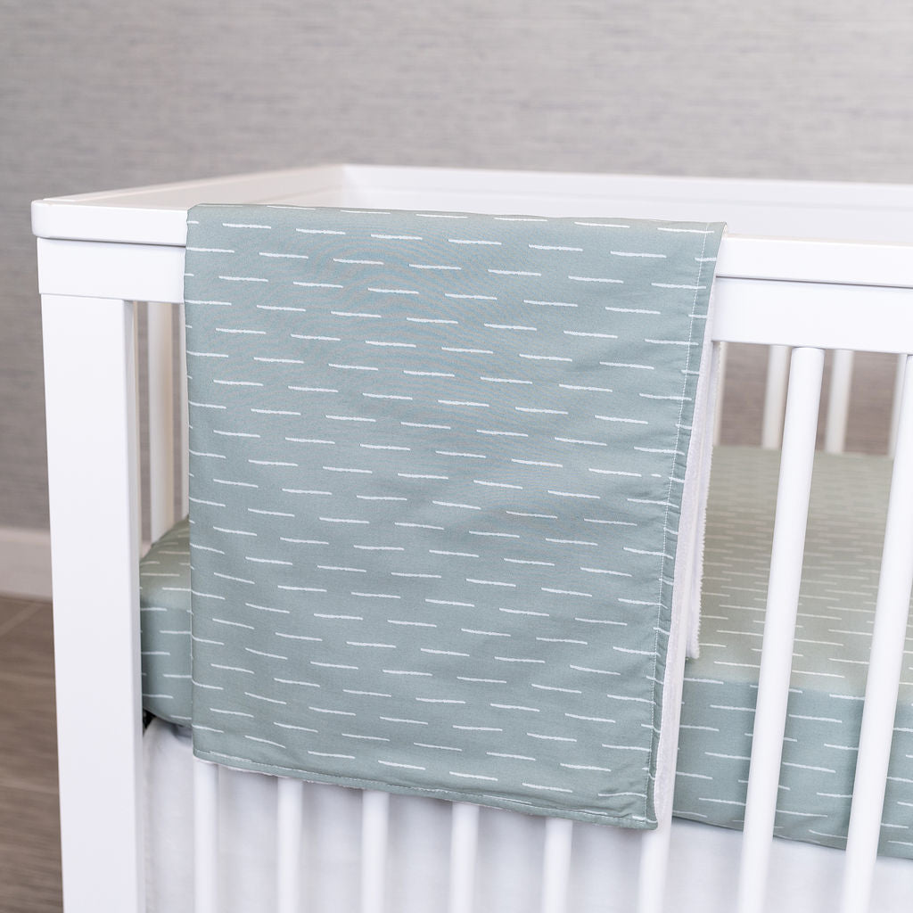 Baby Fingers in Chalk - Classic Nursery Bedding Set - White Dashes on Slate - Olli+Lime